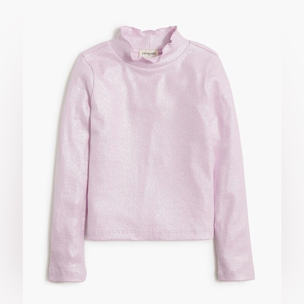 NWT J. Crew Crewcuts Girls Knit Metallic Mock neck Turtleneck Top XL Pink Frost